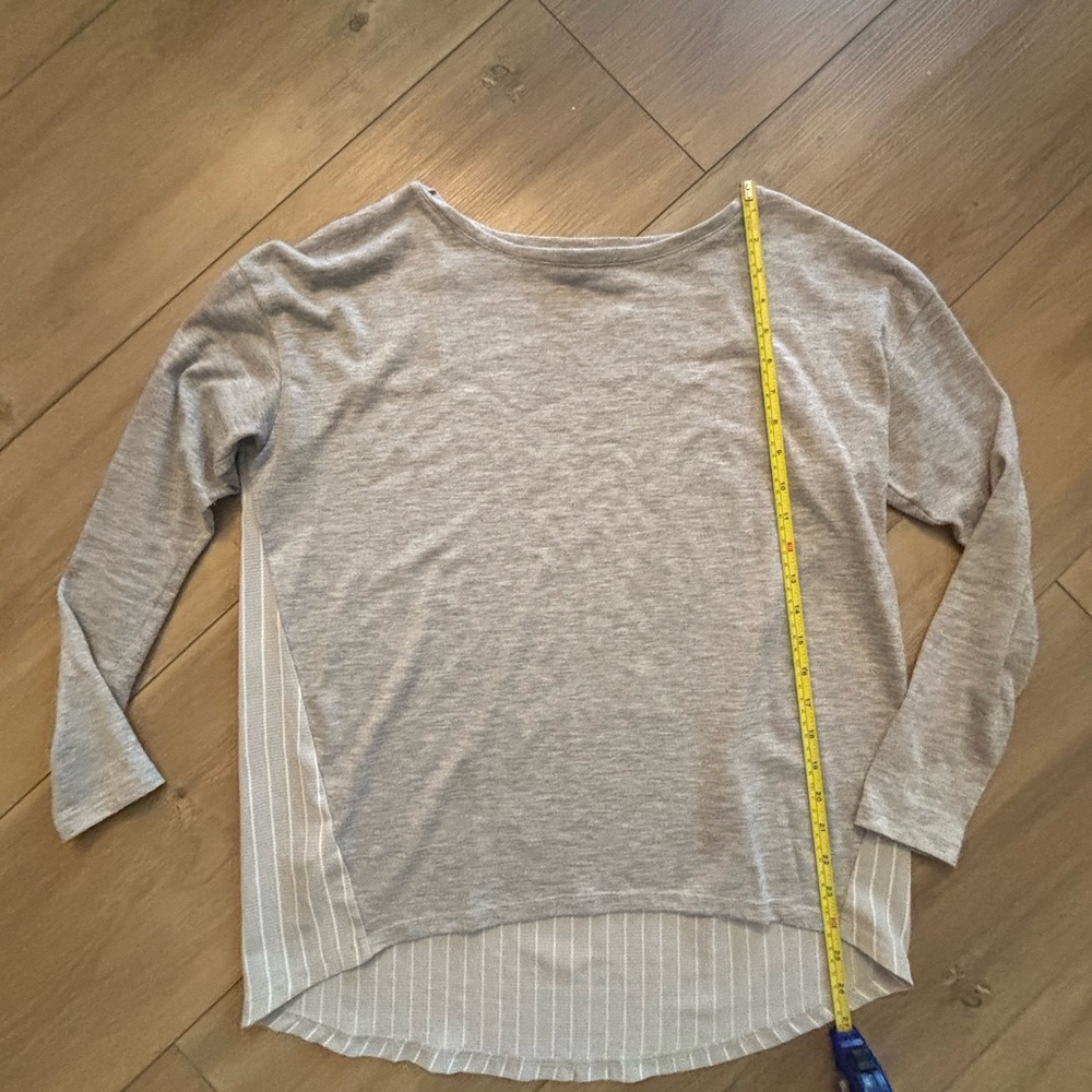 Ann Taylor Gray and Cream Striped Top
